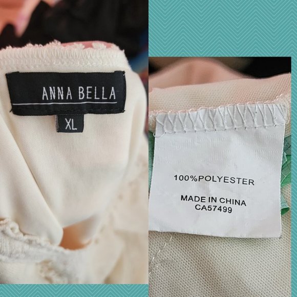 Anna Bella Heathered Ivory Tiered Peplum Lace Hem Dress | Women's XL - Picture 5 of 5